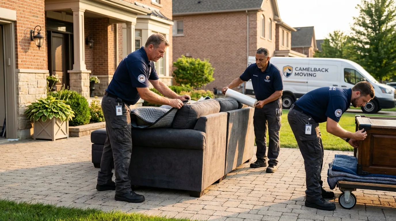 Large estate moving crew wrapping furniture in Fairmont, NC